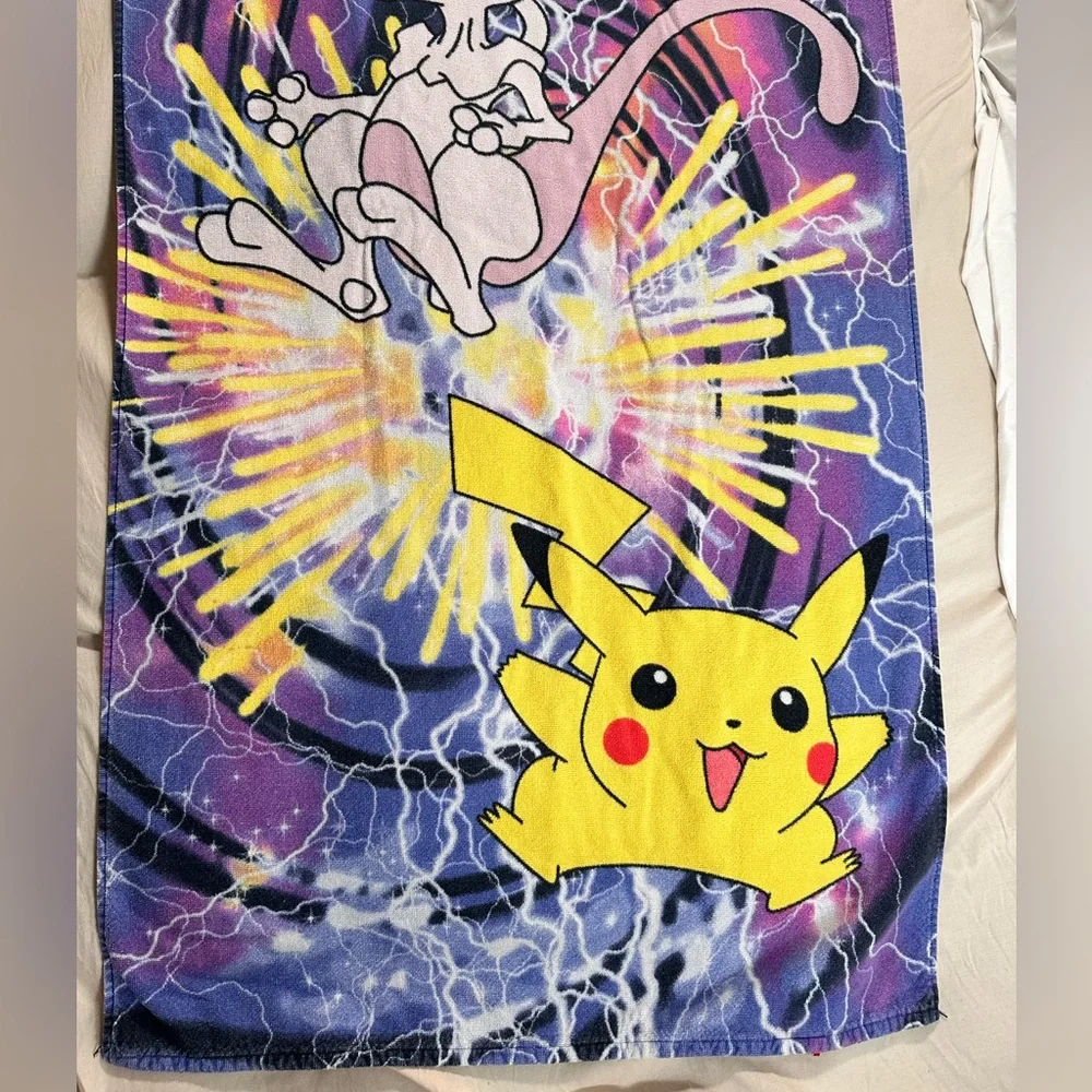 Pokemon Gotta Catch Em All Pikachu Mewtwo Beach Towel Vintage 2000 Y2K AOP 54x28